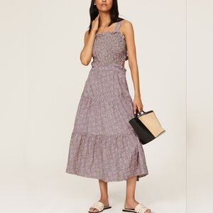 Sea New York Ida Apron Lavender Floral Midi Dress